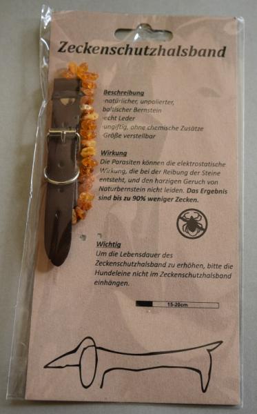 Zeckenschutzhalsband Bernstein für Hunde & Katzen dunkelbraun bis 20 cm